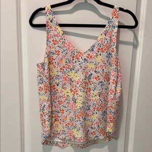 LOFT Pink and Yellow Camisole with V-Neck
